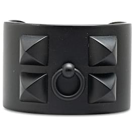 Hermès-Hermes Collier de Chien Cuff Bracelet Aluminum-Black