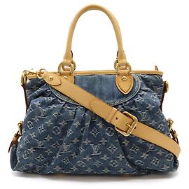 Borsa tote MM Neo Cabby in denim Monogram Louis Vuitton M95349 Blu