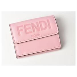 Fendi-Fendi Soft Leather Trifold Mini Wallet 8M0395-Pink
