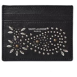 Yves Saint Laurent Leather Card Case Black Black