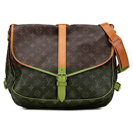 Louis Vuitton-Louis Vuitton Monogram Saumur 35 Shoulder Bag Brown PVC Leather-Brown