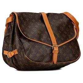 Louis Vuitton-Louis Vuitton Monogram Saumur 35 Shoulder Bag Brown PVC Leather-Brown