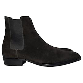 Saint Laurent- Saint Laurent Wyatt Chelsea Boots in Black Suede-Black