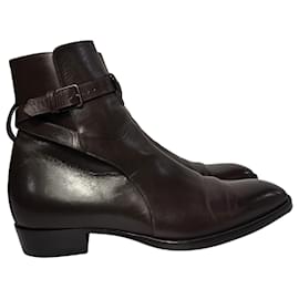 Saint Laurent-Saint Laurent Wyatt Jodhpur Boots in Brown Leather-Brown