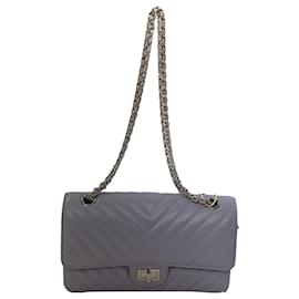 Chanel- Chanel Mini 2.55 Double Flap Shoulder Bag in Purple Aged Calfskin Leather-Purple