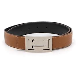 Hermès-Hermes Reversible Leather H Belt Brown Black-Brown