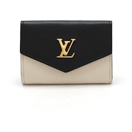 Louis Vuitton-Louis Vuitton Leather Portefeuille Lockmini Trifold Wallet-Brown,Beige