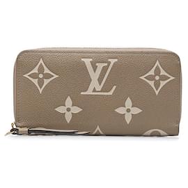 Louis Vuitton-Louis Vuitton Monogram Empreinte Zippy Wallet M69794 Beige Leather-Brown,Beige