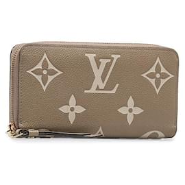 Louis Vuitton-Louis Vuitton Monogram Empreinte Zippy Wallet M69794 Beige Leather-Brown,Beige