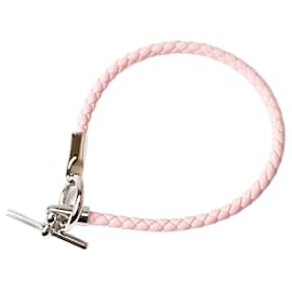 Hermès-Bracelet jonc en cuir et métal Hermes-Rose