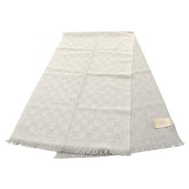 Gucci Wool GG Pattern Winter Scarf 133483 Grey