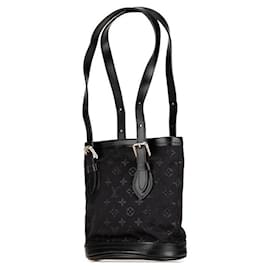 Louis Vuitton-Louis Vuitton Satin Leather Little Bucket Handbag M92144-Black