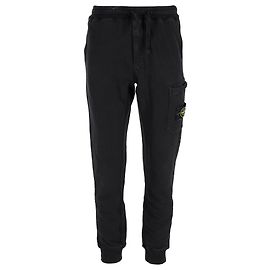 Calças de moletom em algodão preto com patch logo Stone Island Preto