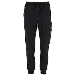 Stone Island- Stone Island Logo Patch Jogger Pants in Black Cotton-Black