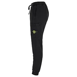Stone Island- Stone Island Logo Patch Jogger Pants in Black Cotton-Black