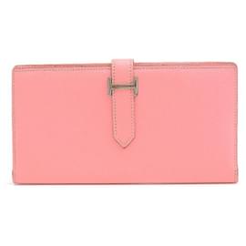 Hermès-Hermes Ladies Wallet Vaux Epson Bearn Souffle Rose Confetti Pink-Pink
