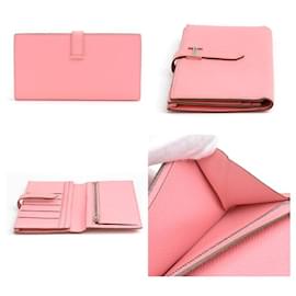 Hermès-Portefeuille pour femmes Hermes Vaux Epson Bearn Souffle Rose Confetti Pink-Rose