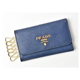 Prada-Prada Leather Key Case/Key Holder 1PG222 Blue-Blue