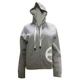 Louis Vuitton-Louis Vuitton Stamp Zip-Up Hoodie in Grey Cotton-Grey