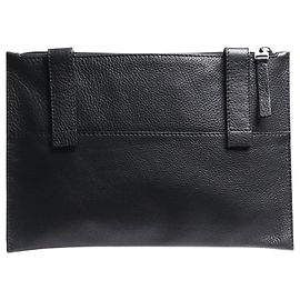Maison Martin Margiela Schwarze Leder-Zipper-Tasche mit vier Nähten Schwarz