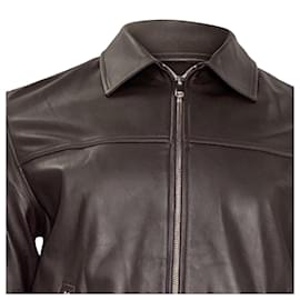 Theory- Theory Rhett Zipped Jacket in Brown Lambskin Leather-Brown