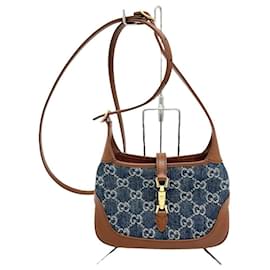 Gucci-Gucci Jackie 1961 Mini Hobo Denim Leather Bag-Blue