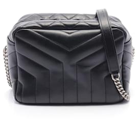 Bolso de hombro de cuero Loulou Yves Saint Laurent Negro