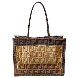 Borsa tote trasparente in nylon PVC Fendi 8BH183 Marrone