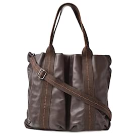 Hermès-Sac à main vertical MM 2 en 1 en cuir Hermes Caravan-Marron