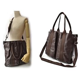 Hermès-Sac à main vertical MM 2 en 1 en cuir Hermes Caravan-Marron