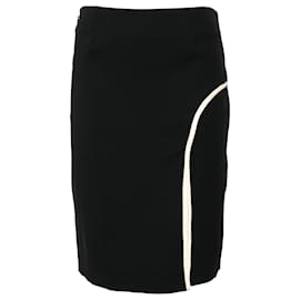 Lanvin- Lanvin Mini Pencil Skirt with Piping in Black Viscose-Black