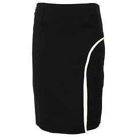 Saia lápis mini Lanvin com piping em viscose preta Preto