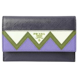 Prada-Porte-cartes/portefeuille en cuir gaufré Prada 1MC004-Bleu