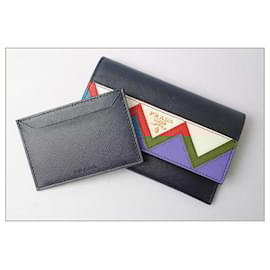 Prada-Prada Embossed Leather Card Case/Wallet 1MC004-Blue