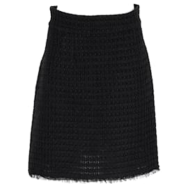 Dolce & Gabbana-Dolce & Gabbana Textured Skirt in Black Wool-Black