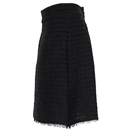 Dolce & Gabbana-Dolce & Gabbana Textured Skirt in Black Wool-Black