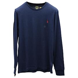 Ralph Lauren-Ralph Lauren Slim Fit Long Sleeve T-shirt in Navy Blue Cotton-Navy blue