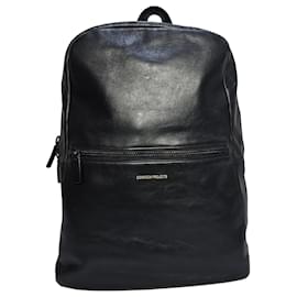 Autre Marque- Common Projects Logo Backpack in Black Calfskin Leather-Black