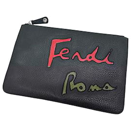 Fendi-Fendi Leather Clutch Bag 7N0078-Grey