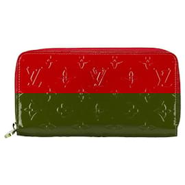 Louis Vuitton-Louis Vuitton Monogram Vernis Zippy Wallet Patent Leather-Red