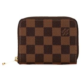 Louis Vuitton-Louis Vuitton Damier Zippy Coin Purse Brown PVC Leather-Brown