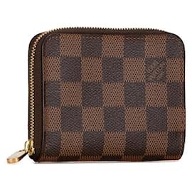 Louis Vuitton-Louis Vuitton Damier Zippy Coin Purse Brown PVC Leather-Brown