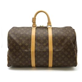Louis Vuitton-Louis Vuitton Monogram Keepall 45 Boston Bag M41428-Brown
