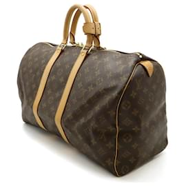 Louis Vuitton-Louis Vuitton Monogram Keepall 45 Boston Bag M41428-Brown