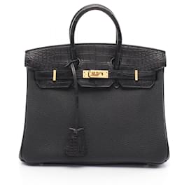 Hermès-Hermes Birkin 25 Touch Handbag Togo Alligator-Black