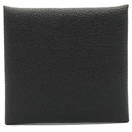 Hermès-Hermes Chevre Leather Bastia Black Coin Case-Black