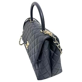 Chanel-Chanel Caviar Skin Coco Handle Bag Navy-Blue