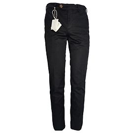 Schwarze Baumwoll-Hose mit Reißverschluss und Knopf von Brunello Cucinelli Schwarz