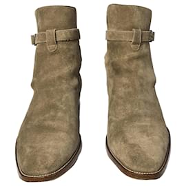 Saint Laurent- Saint Laurent Wyatt Jodhpur Boots in Brown Suede-Brown