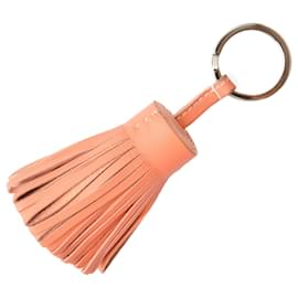Hermès-Hermes Carmen Tassel Charm Keychain Salmon Pink/Silver-Pink